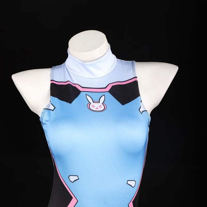 DVA Cosplay Swimsuit Game Printed Jumpsuit Women Sexy One-Piece Bathing Suit Halloween Costume