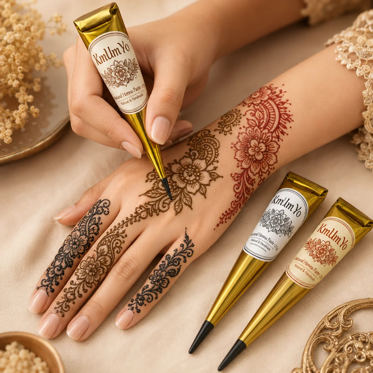1/3Pcs Henna, Brown, Black, Red, Henna, Temporary Henna ,Semi-Permanent Henna Henna Art