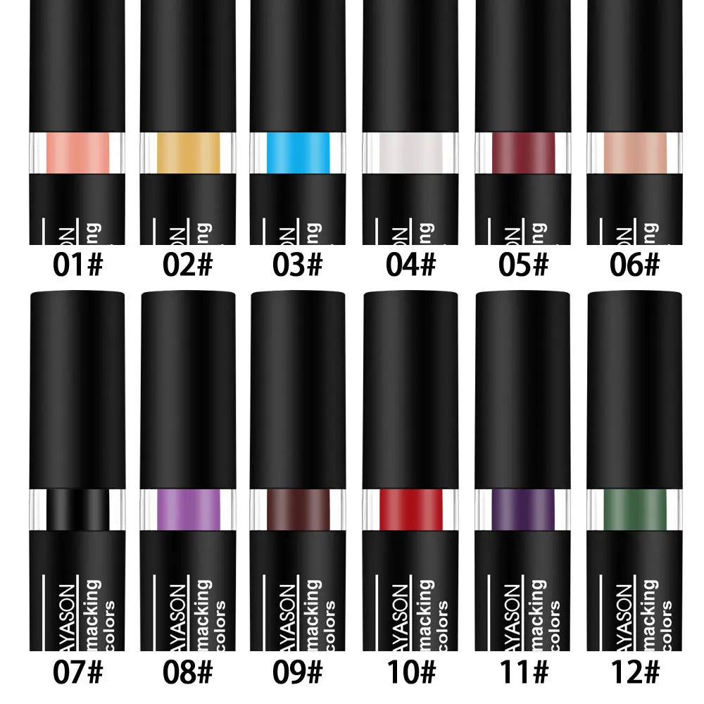 Matte Lipsticks 12 Colors Waterproof Long Lasting Lip Stain Non-Stick Cup Sexy Red Black Lipstick Pigment Lip Cosmetics