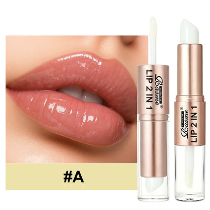 2IN1 Tapered Gradient Lipliner Pen Nude Brown Mirror Glass Lip Gloss Matte Lip Liner Waterproof Lip Contour Non Stick Makeup