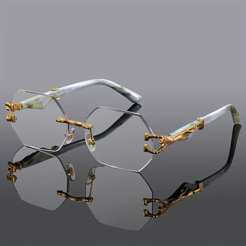 New Style Geometric Leopard Print Sport Glasses for Women, Lightweight & Durable Composite Frame, Trendy Streetwear Glasses