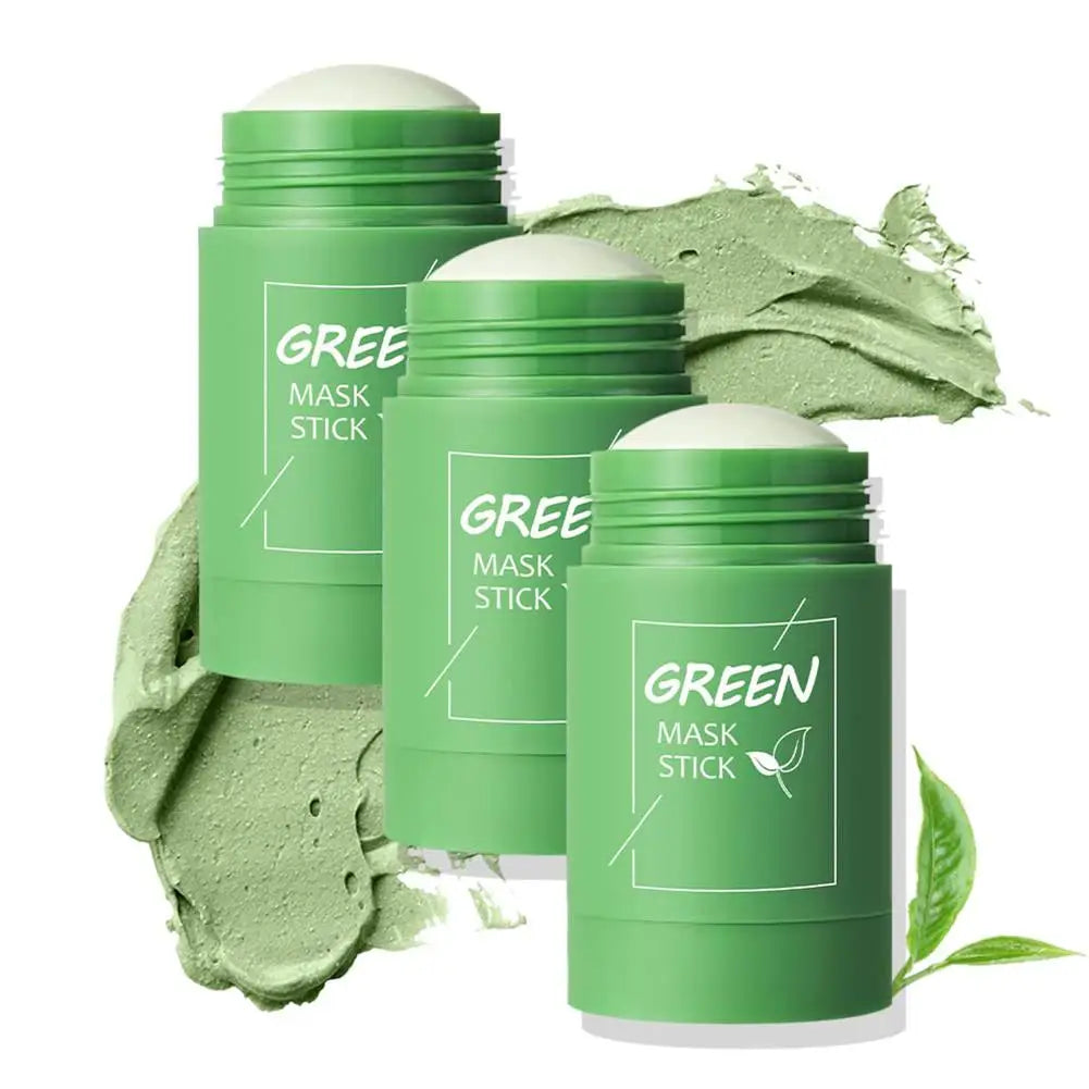 1/3PCS Green Tea Clay Stick for Face, Green Mask Stick Smear Acne Shrink Blackhead Green Tea Extract Facial Mask Pore Cleansing