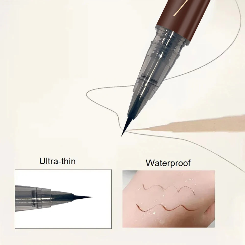 Ultra-Fine Ultra-Fine Eyebrow Pencil Waterproof Professional Sweat-Proof Liquid Eyeliner Eyebrow Dual-Purpose Durable Makeup Art