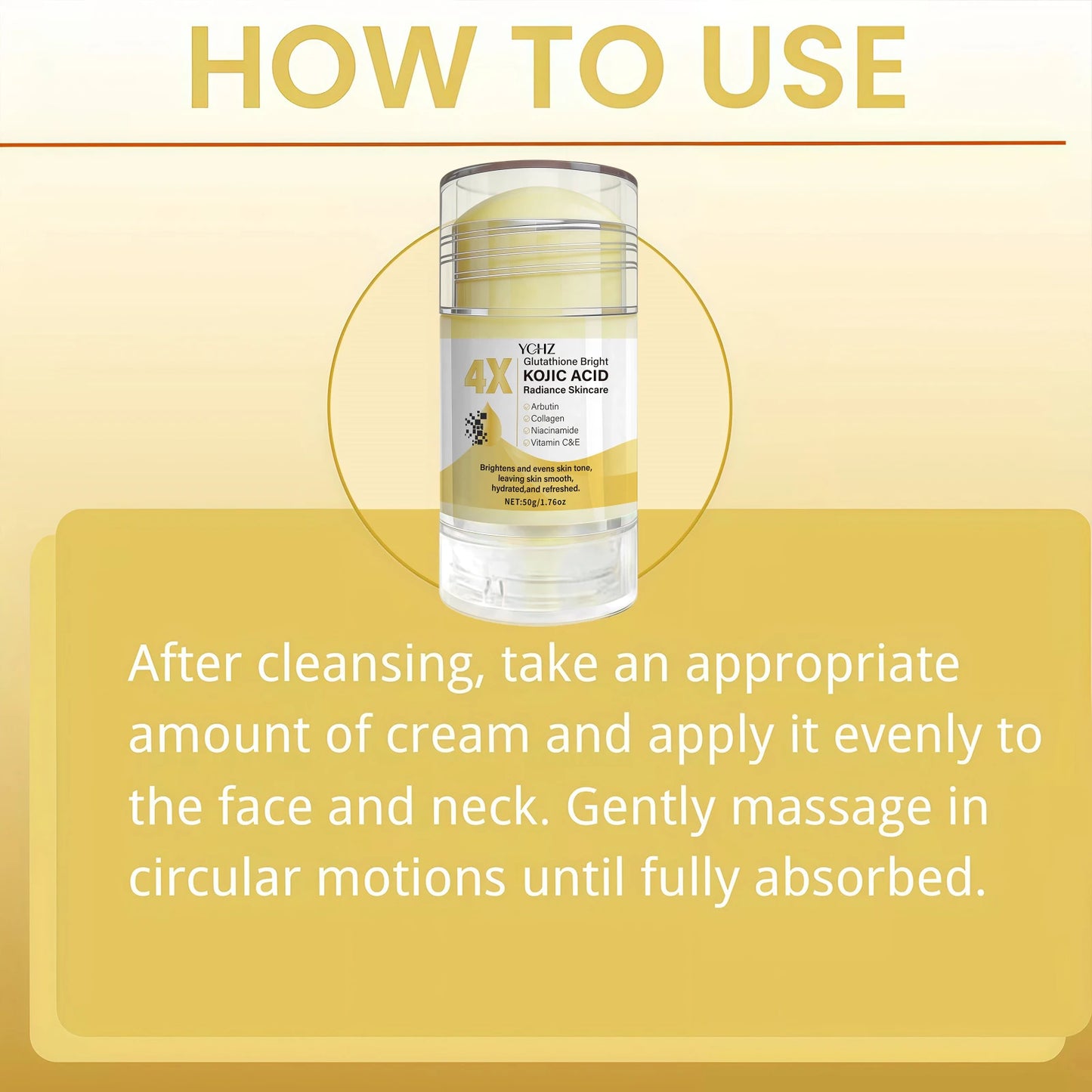 Kojic Acid Cream Stick, Evens Out Skin Tone, Eliminates Dark Spots and Dullness - Non-Greasy, Suitable for Both Men and Women - Whitening and Moisturizing Cream, for Day and Night Use - 50G