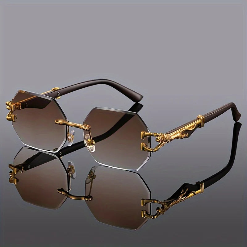 New Style Geometric Leopard Print Sport Glasses for Women, Lightweight & Durable Composite Frame, Trendy Streetwear Glasses