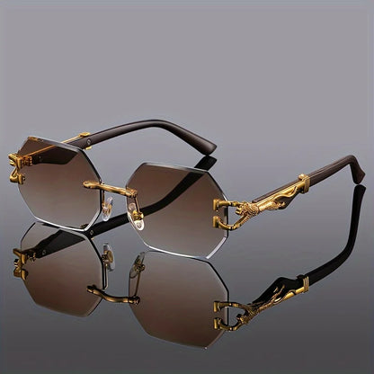 New Style Geometric Leopard Print Sport Glasses for Women, Lightweight & Durable Composite Frame, Trendy Streetwear Glasses