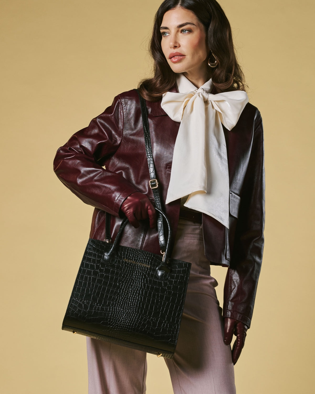 Patrizia Italian Leather Handbag — Black