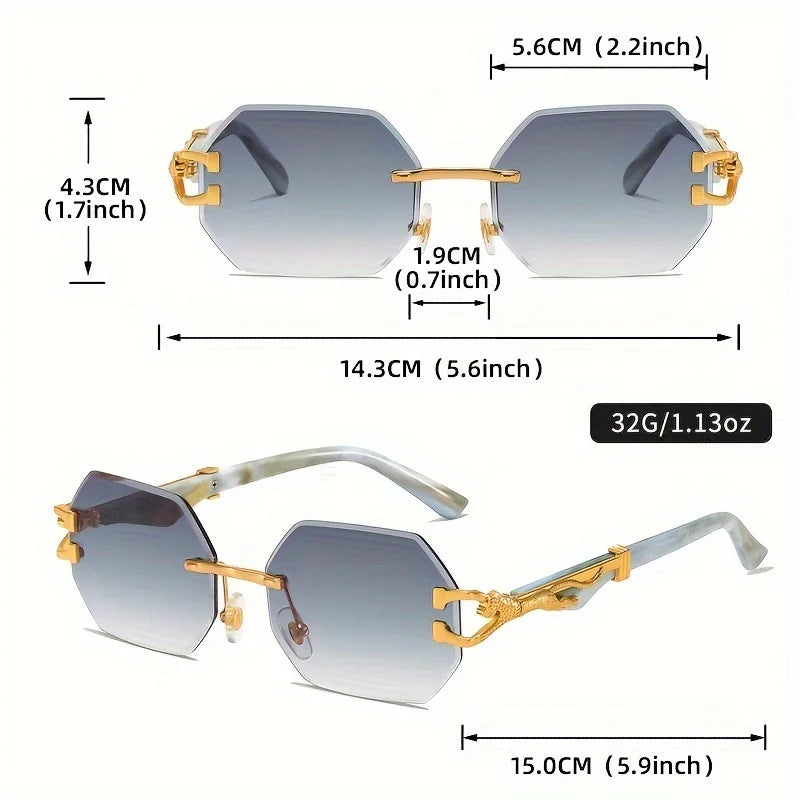 New Style Geometric Leopard Print Sport Glasses for Women, Lightweight & Durable Composite Frame, Trendy Streetwear Glasses