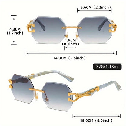 New Style Geometric Leopard Print Sport Glasses for Women, Lightweight & Durable Composite Frame, Trendy Streetwear Glasses