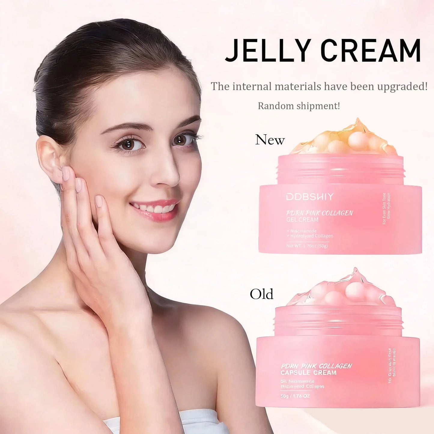 Korean PDRN Pink Collagen Capsule Cream with Niacinamide Cream for Uneven Skin Tone Lightweight Face Moisturizer Non Greasy Care