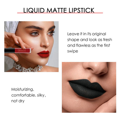 Matte Liquid Lipstick Waterproof Long Lasting Lip Gloss Tint Sexy Red Nude Purple Metallic Lipsticks Makeup Cosmetics