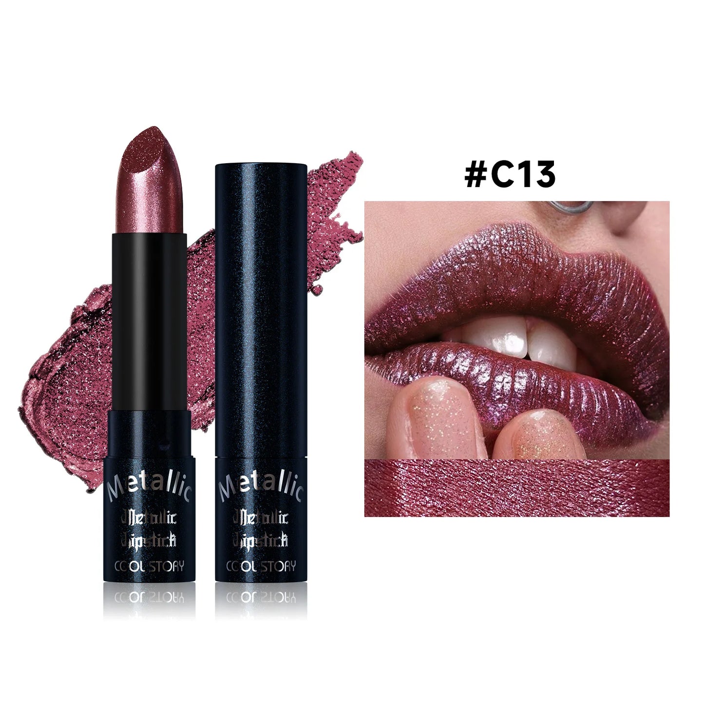 15Colors Metallic  Waterproof Lasting Diamond Pearlescent Metallic Lipstick Blue Lip Gloss Women Makeup Cosmetic