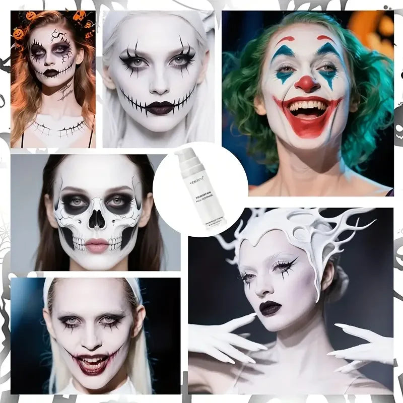 White Liquid Foundation, Full Coverage Heavy Duty Coverage, Creamy Liquid Formula for Goth Makeup, Cosplay, LongLasting Matte