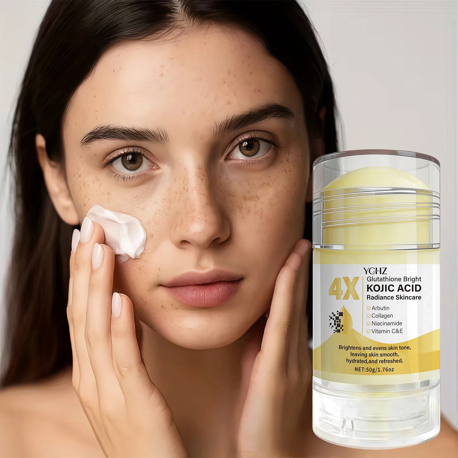 Kojic Acid Cream Stick, Evens Out Skin Tone, Eliminates Dark Spots and Dullness - Non-Greasy, Suitable for Both Men and Women - Whitening and Moisturizing Cream, for Day and Night Use - 50G