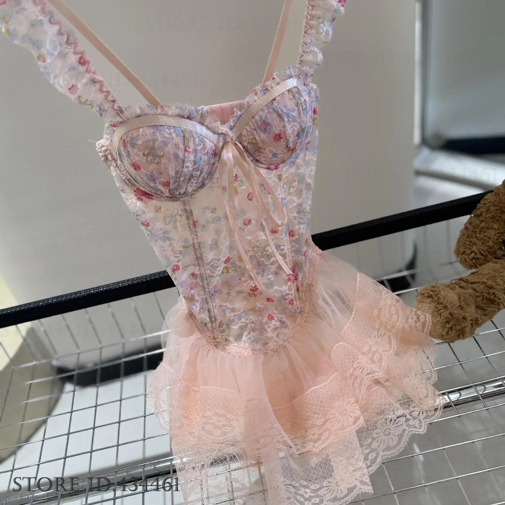 Sexy Lingerie Female Sleepwear Suspender Nightgown Perspective Lace Ballet Tutu Night Dress Sleepwear Sweet Temptation Nighty