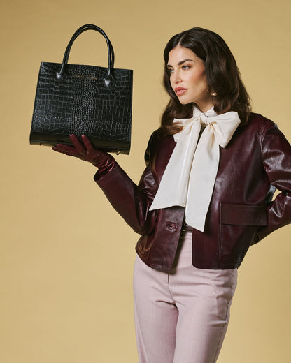 Patrizia Italian Leather Handbag — Black