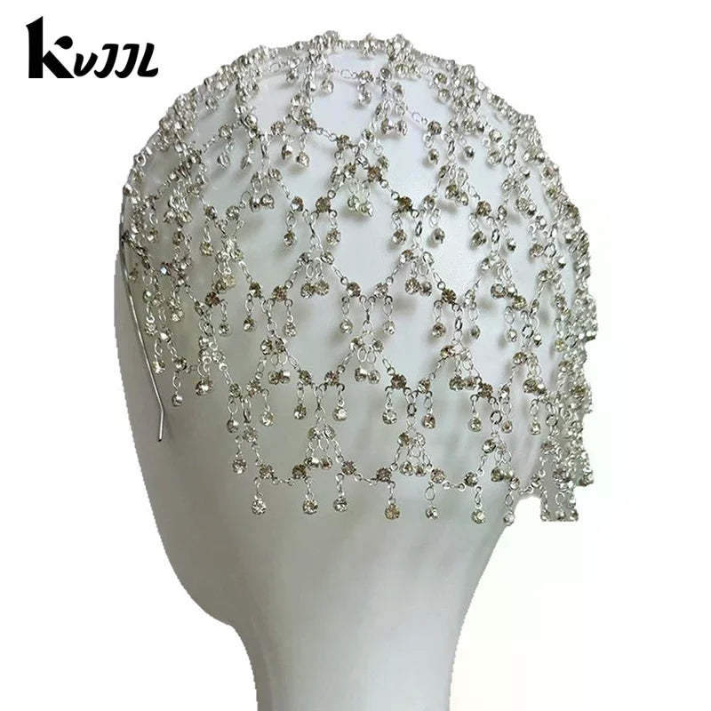 Rhinestones Hair Accessories Wedding Bridal Elegant Long Tassels Jewelry Fashion Dinner Party Retro Hairband