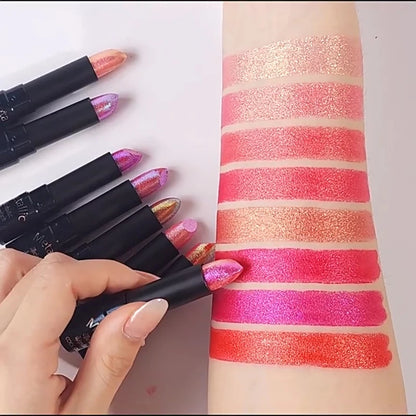 15Colors Metallic  Waterproof Lasting Diamond Pearlescent Metallic Lipstick Blue Lip Gloss Women Makeup Cosmetic