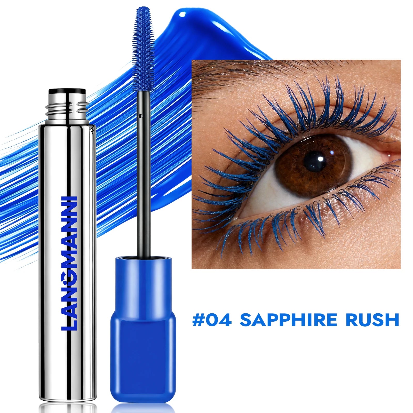 Silk Fiber Matte Blue Mascara Colorful Big Brush Lengthen Eyelashes Waterproof Lasting Fast Dry Greenpink Curling Mascara Makeup