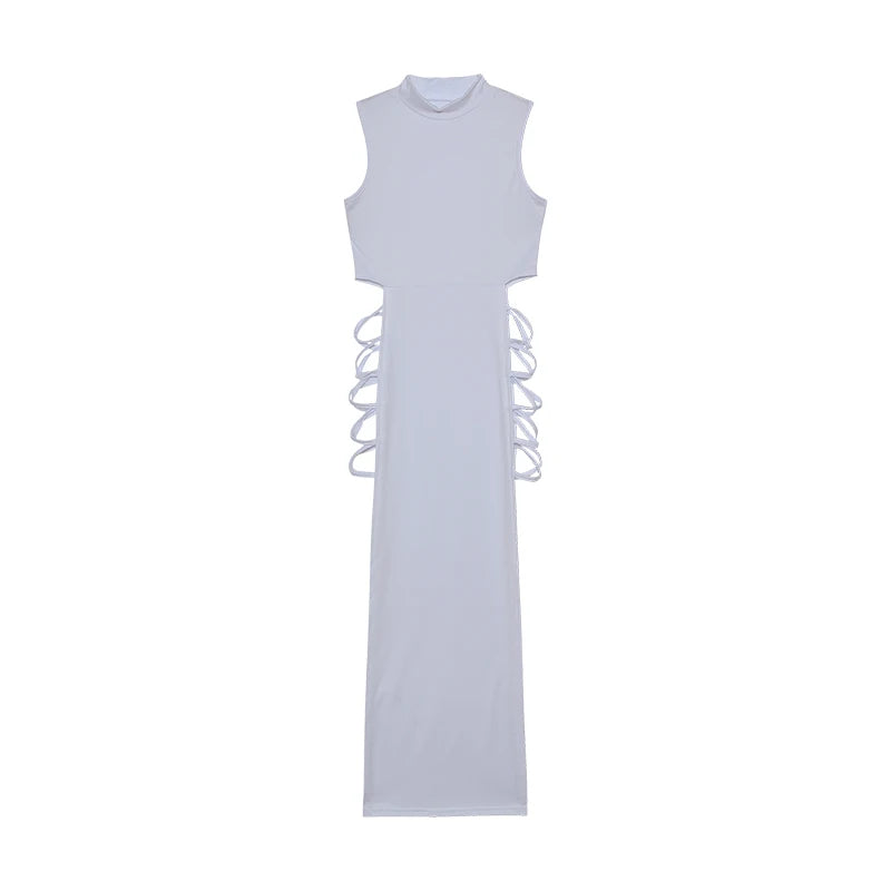 Criss Cross Cut Out Dress, Sexy Bodycon Mock Neck Sleeveless Dress, Women'S Clothing