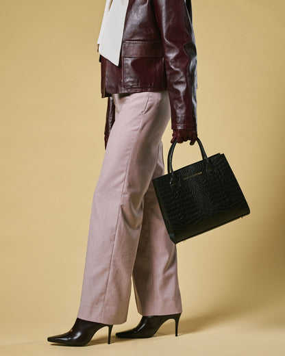 Patrizia Italian Leather Handbag — Black