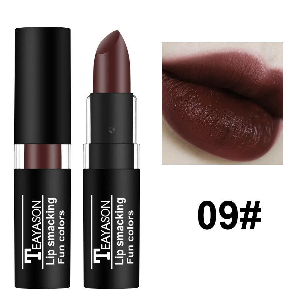 Matte Lipsticks 12 Colors Waterproof Long Lasting Lip Stain Non-Stick Cup Sexy Red Black Lipstick Pigment Lip Cosmetics
