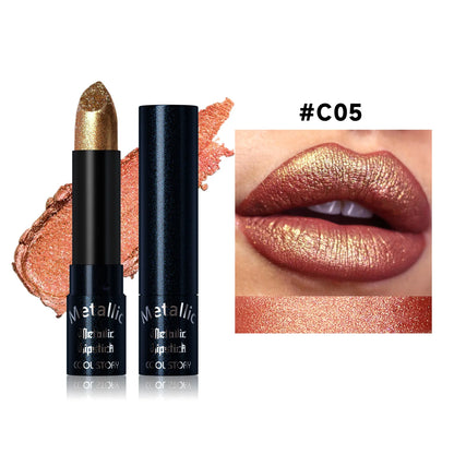 15Colors Metallic  Waterproof Lasting Diamond Pearlescent Metallic Lipstick Blue Lip Gloss Women Makeup Cosmetic