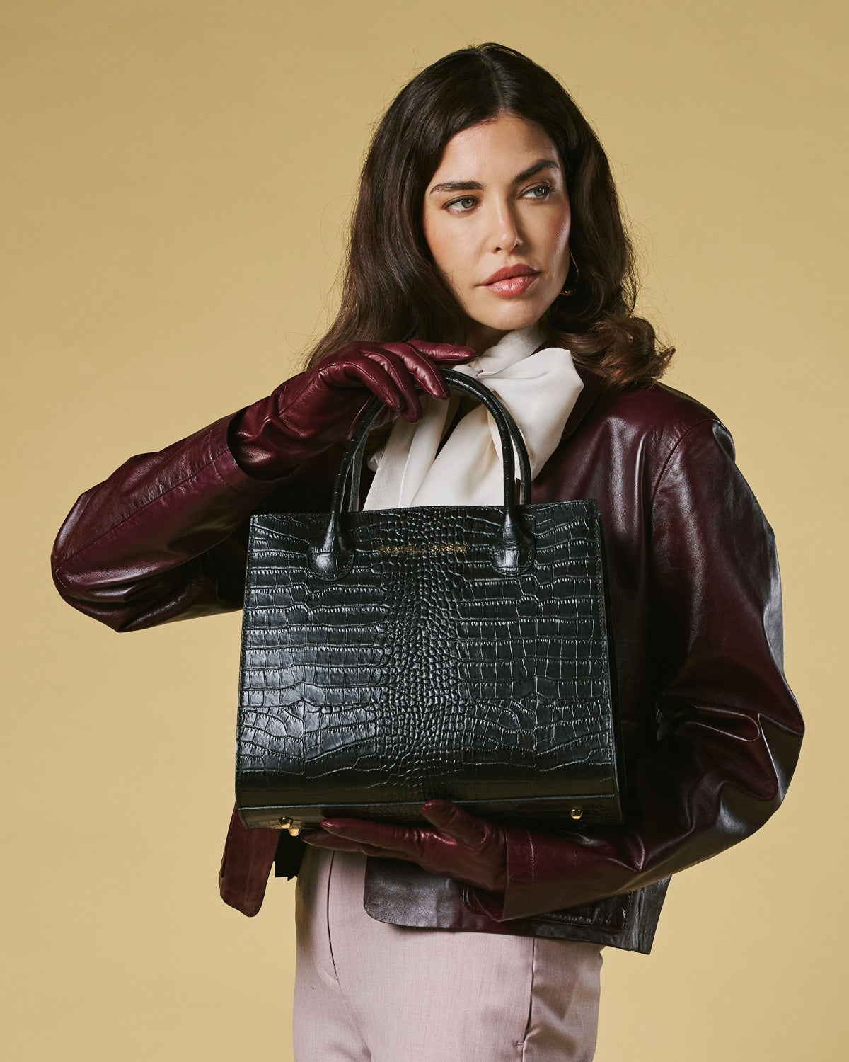 Patrizia Italian Leather Handbag — Black