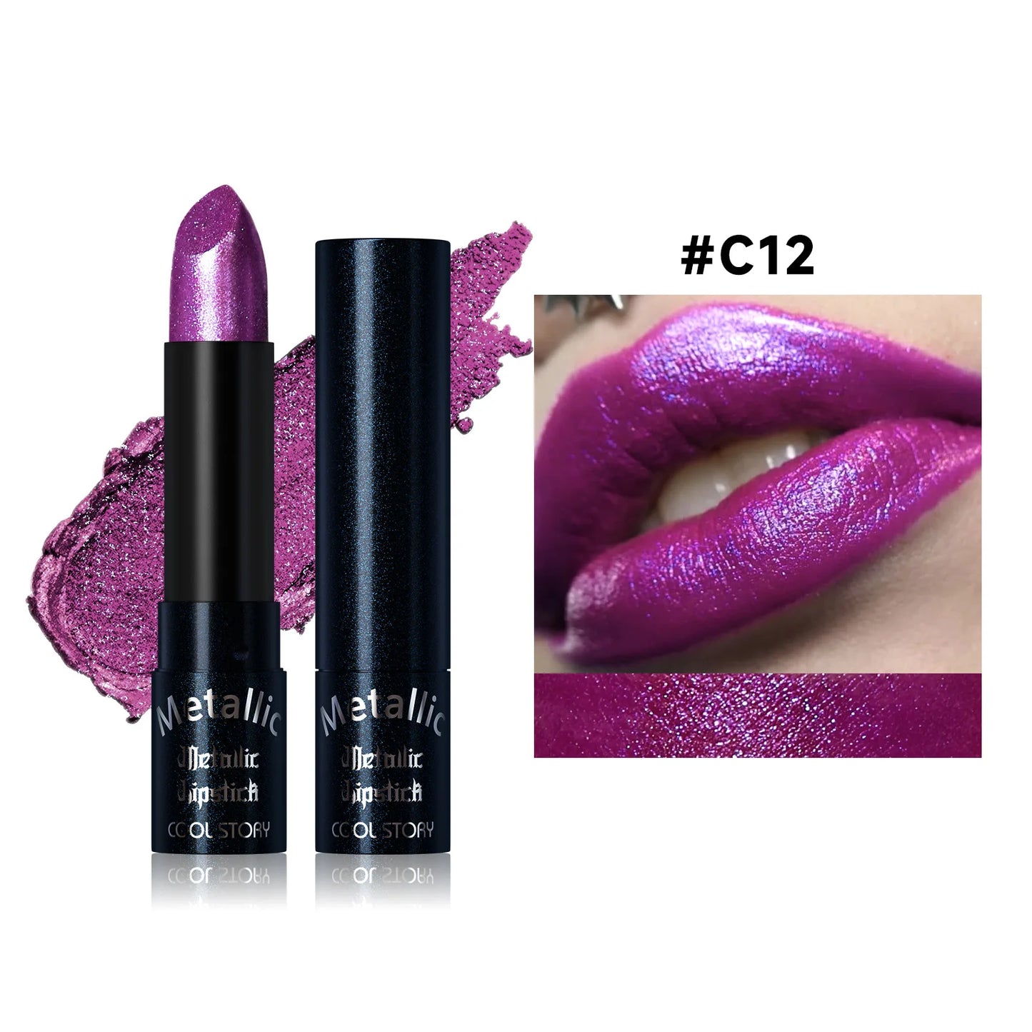 15Colors Metallic  Waterproof Lasting Diamond Pearlescent Metallic Lipstick Blue Lip Gloss Women Makeup Cosmetic