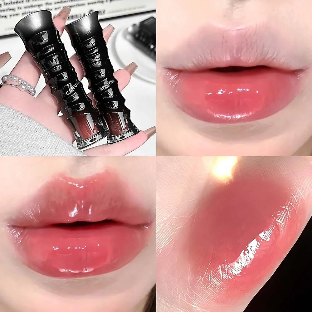 Punk Dark Red Lip Gloss Mirror Shine Silky Moisturizing Texture Lip Glaze Non-Sticky Chocolate Red Cherry Watery Glossy Lip Tint