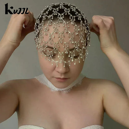 Rhinestones Hair Accessories Wedding Bridal Elegant Long Tassels Jewelry Fashion Dinner Party Retro Hairband