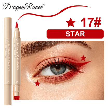 Colorful Liquid Stamp Eyeliner Red Star Heart Butterfly 2 in 1 Eye Liner Pencil Purple Pink Waterproof Eye Template Makeup Tool