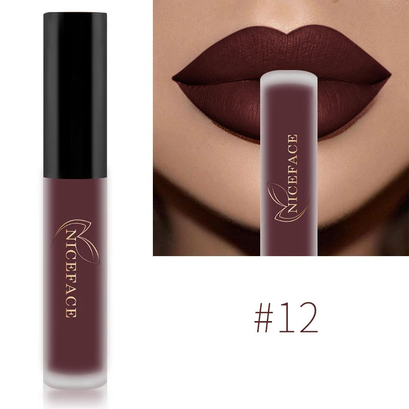 Matte Liquid Lipstick Waterproof Long Lasting Lip Gloss Tint Sexy Red Nude Purple Metallic Lipsticks Makeup Cosmetics