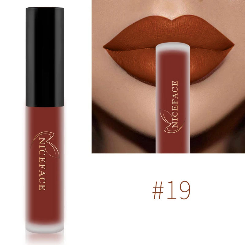 Matte Liquid Lipstick Waterproof Long Lasting Lip Gloss Tint Sexy Red Nude Purple Metallic Lipsticks Makeup Cosmetics