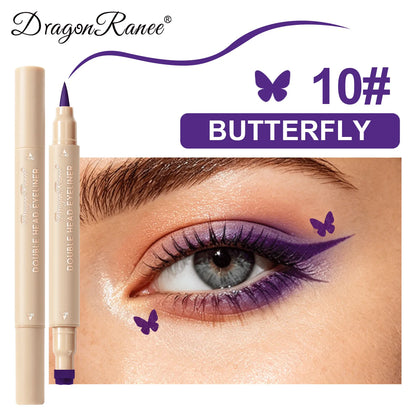 Colorful Liquid Stamp Eyeliner Red Star Heart Butterfly 2 in 1 Eye Liner Pencil Purple Pink Waterproof Eye Template Makeup Tool