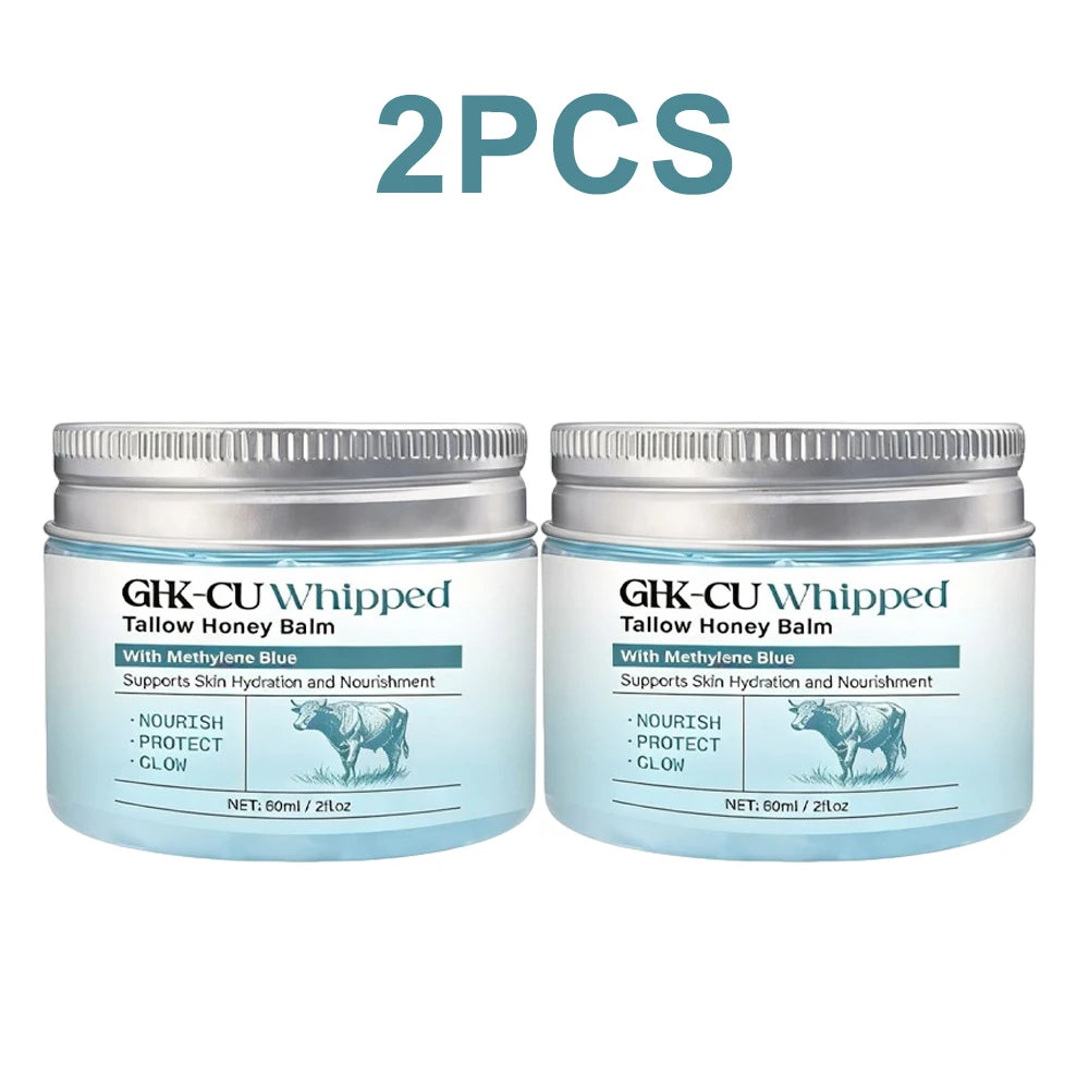 Copper Peptides Ghk-Cu Beef Tallow for Skin, Blue Balm with Copper Peptides, Manuka Honey & Vitamin E, Natural Face Moisturizer