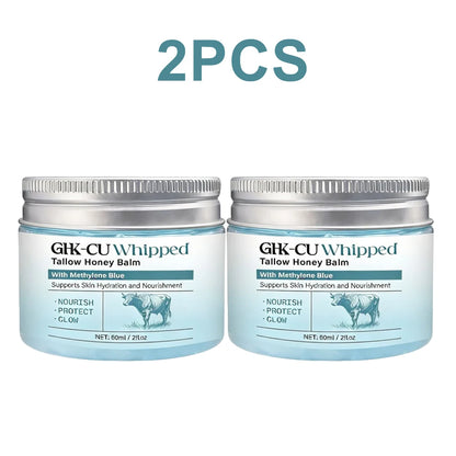 Copper Peptides Ghk-Cu Beef Tallow for Skin, Blue Balm with Copper Peptides, Manuka Honey & Vitamin E, Natural Face Moisturizer