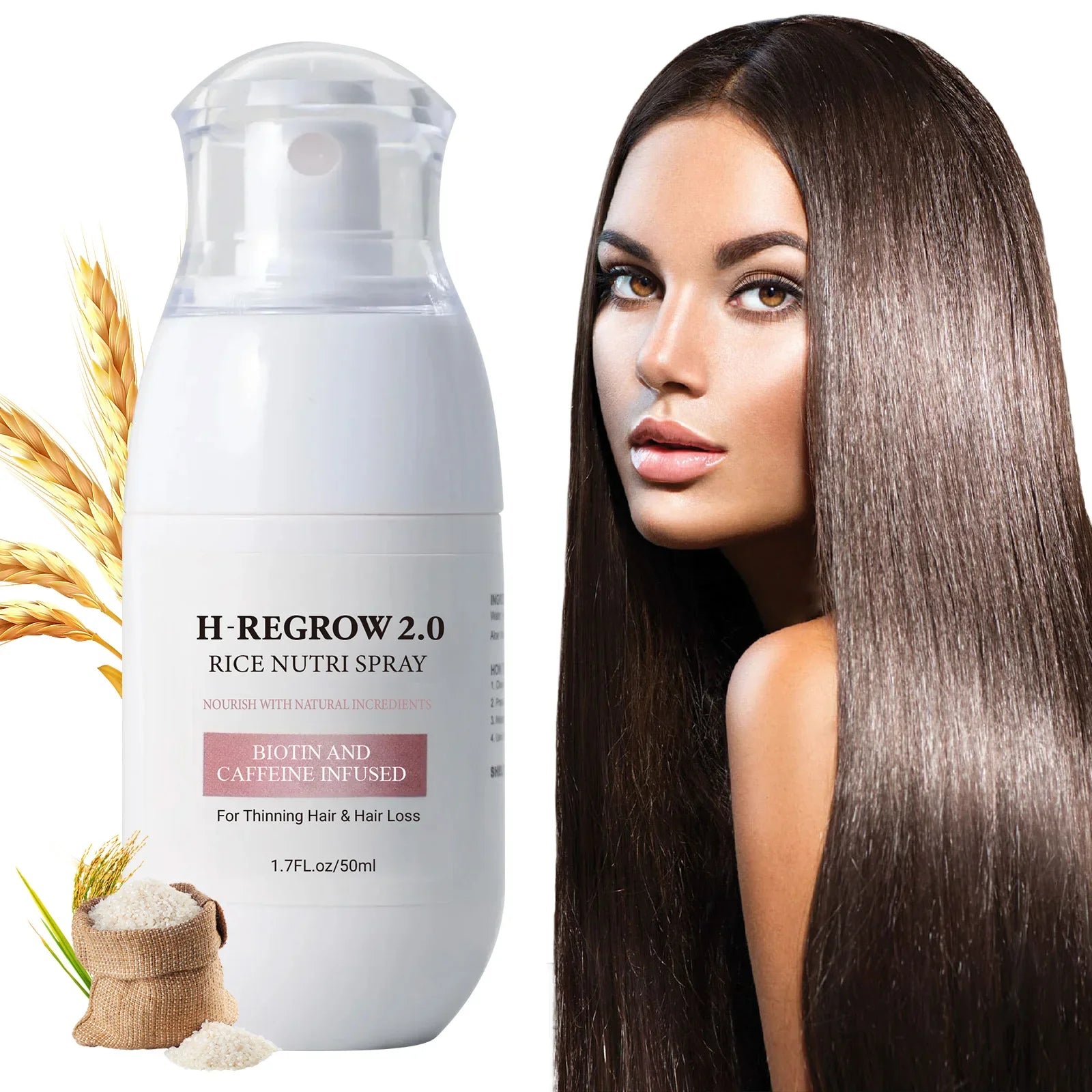 Hair Spray Rice Water Strong Hair Follicle Root Thick Loss Prevention Nourishing Soften Hair Helper Care Spray for Thinning Hair