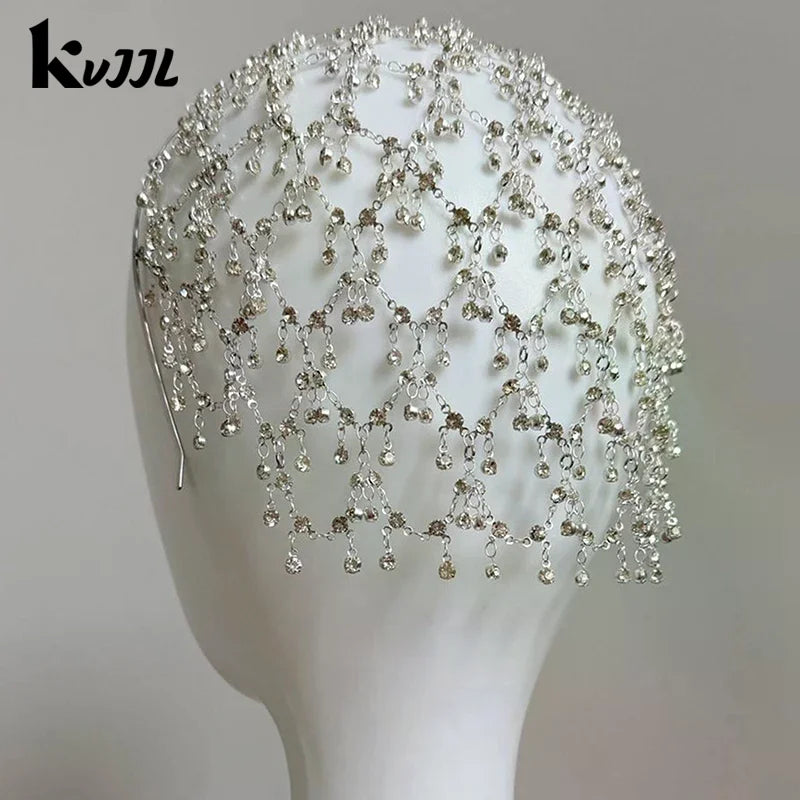 Rhinestones Hair Accessories Wedding Bridal Elegant Long Tassels Jewelry Fashion Dinner Party Retro Hairband