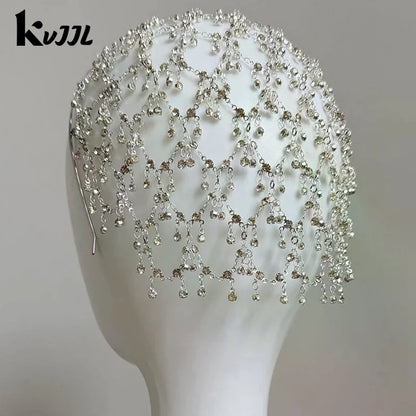 Rhinestones Hair Accessories Wedding Bridal Elegant Long Tassels Jewelry Fashion Dinner Party Retro Hairband