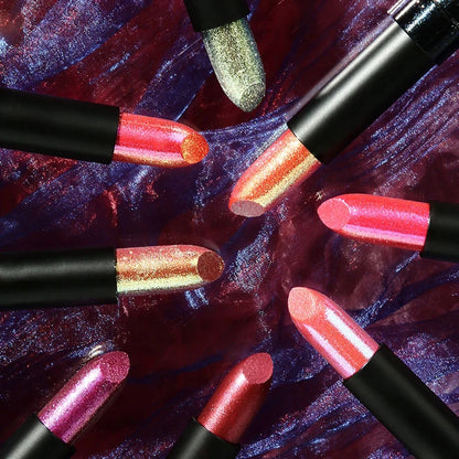 15Colors Metallic  Waterproof Lasting Diamond Pearlescent Metallic Lipstick Blue Lip Gloss Women Makeup Cosmetic