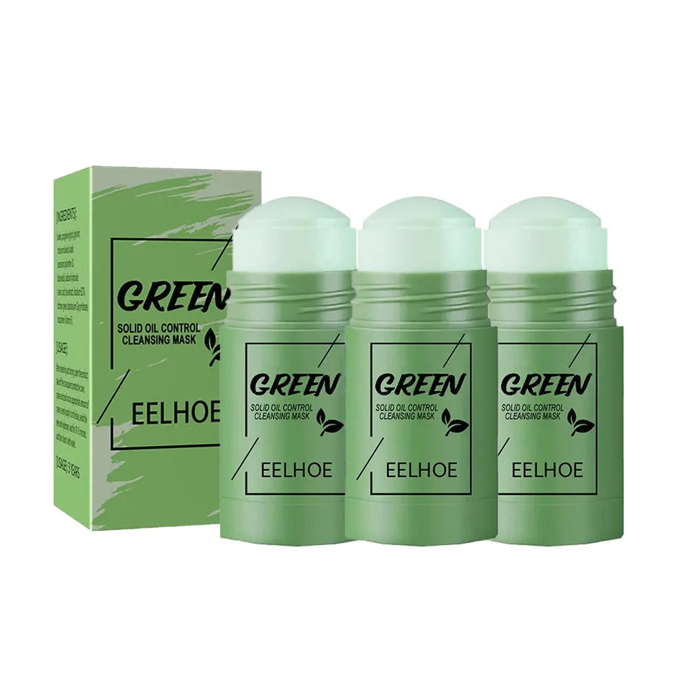 1~5PCS Green Tea Clay Stick for Face Green Mask Stick Smear Acne Shrink Blackhead Green Tea Extract Facial Mask Pore Cleansing