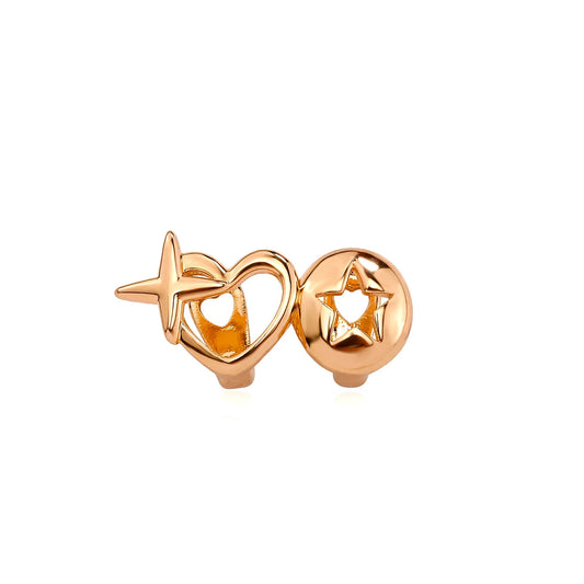 Punk Hip Hop Hollow Heart Teeth Caps for Women Men Vintage Silver Color Double Love Star Tooth Grills Couple Jewelry Accessories
