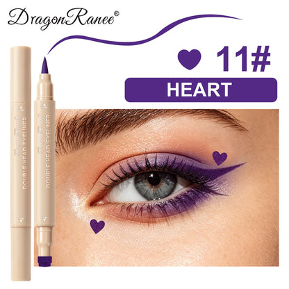 Colorful Liquid Stamp Eyeliner Red Star Heart Butterfly 2 in 1 Eye Liner Pencil Purple Pink Waterproof Eye Template Makeup Tool