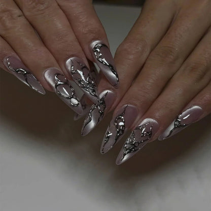 Transform Your Nails with 24Pcs Extra Long Stiletto French Style Modern Classic Simple BLACK Solid Color Full Cover Fake Nail Ki