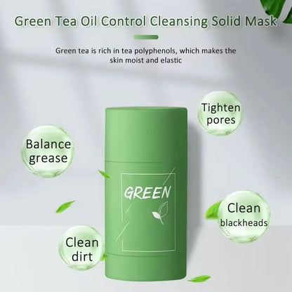 1/3PCS Green Tea Clay Stick for Face, Green Mask Stick Smear Acne Shrink Blackhead Green Tea Extract Facial Mask Pore Cleansing