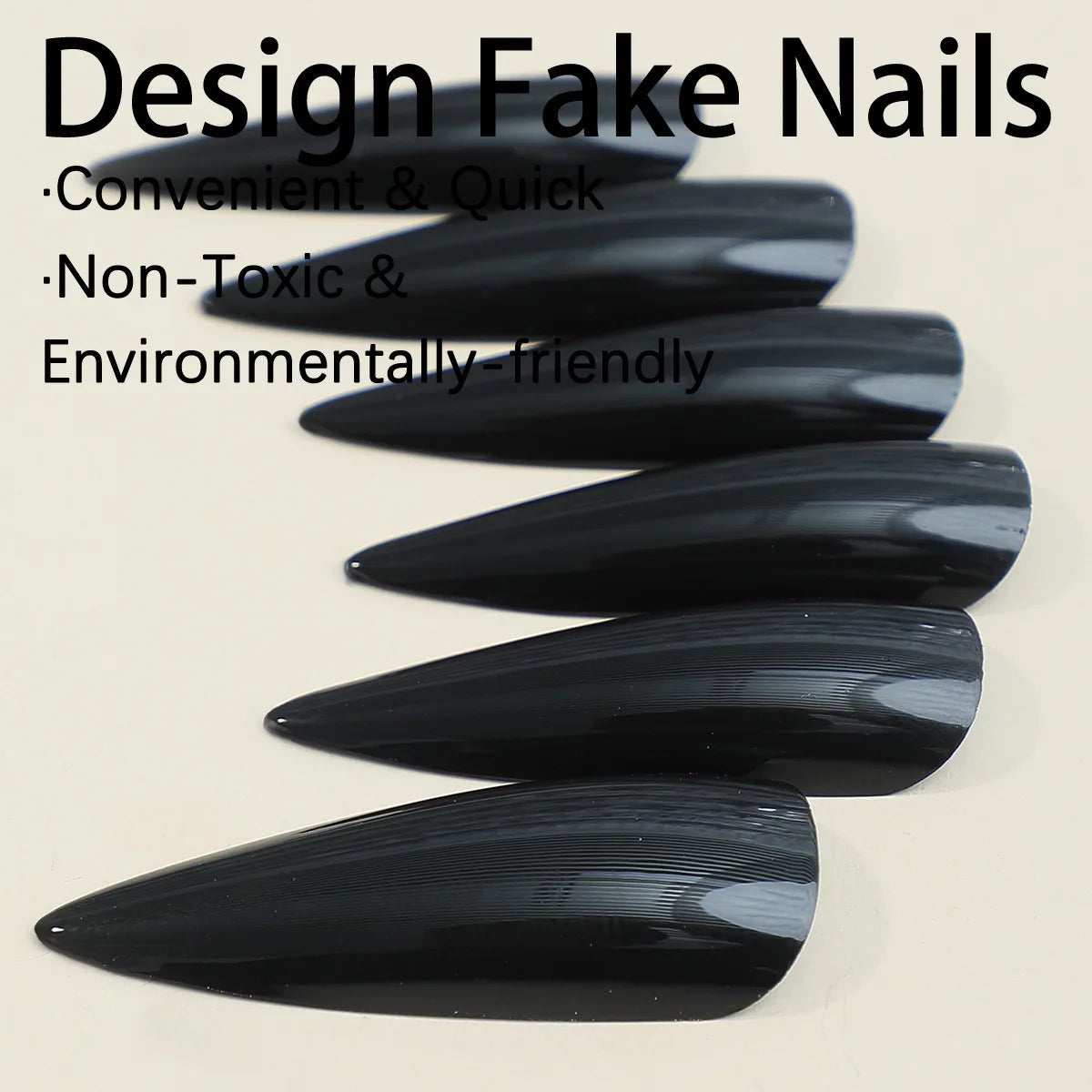 Transform Your Nails with 24Pcs Extra Long Stiletto French Style Modern Classic Simple BLACK Solid Color Full Cover Fake Nail Ki