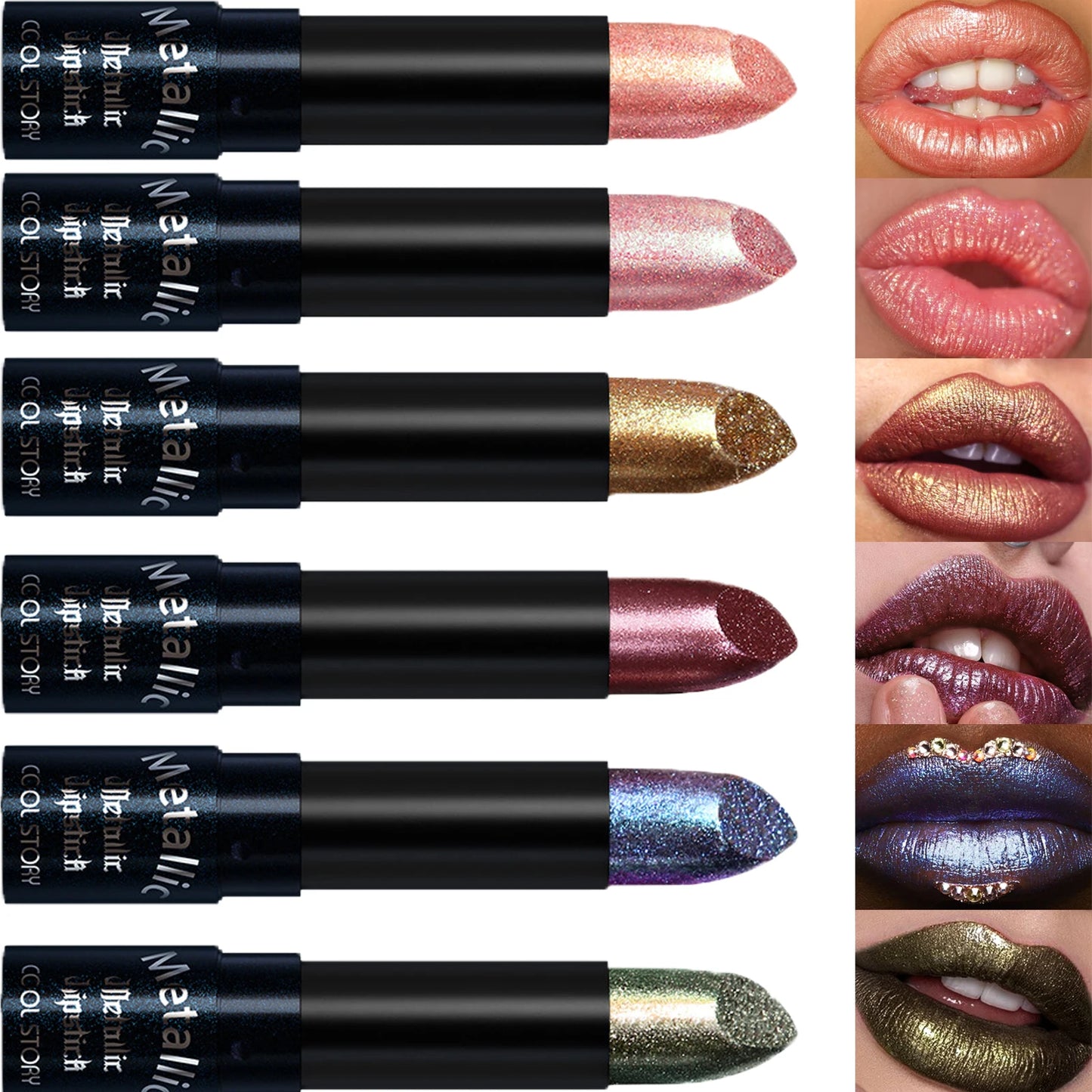 15Colors Metallic  Waterproof Lasting Diamond Pearlescent Metallic Lipstick Blue Lip Gloss Women Makeup Cosmetic
