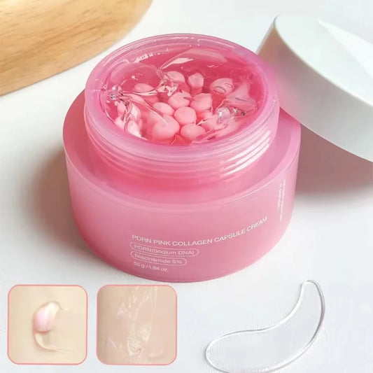 Korean PDRN Pink Collagen Capsule Cream with Niacinamide Cream for Uneven Skin Tone Lightweight Face Moisturizer Non Greasy Care