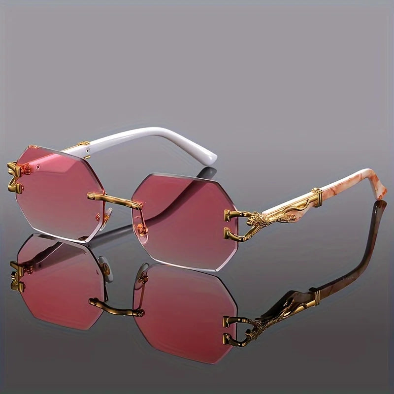 New Style Geometric Leopard Print Sport Glasses for Women, Lightweight & Durable Composite Frame, Trendy Streetwear Glasses